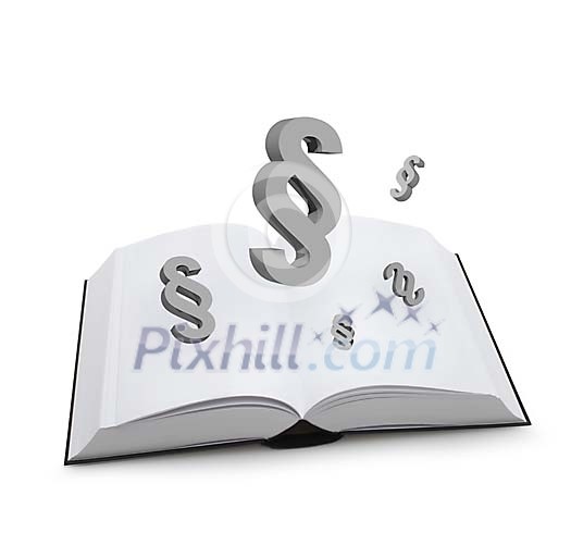 Paragraph signs coming from a thick law book Paragraph signs coming from a thick law book