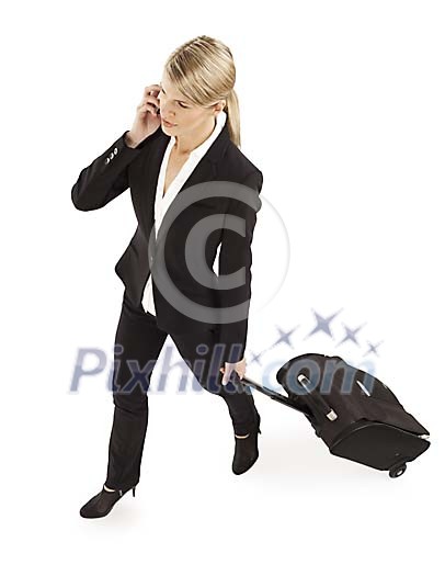 Clipped businesswoman with a suitcase