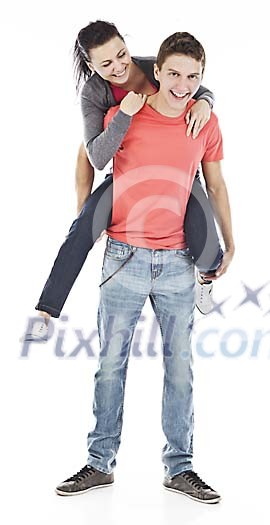 Clipped couple, man carrying a woman