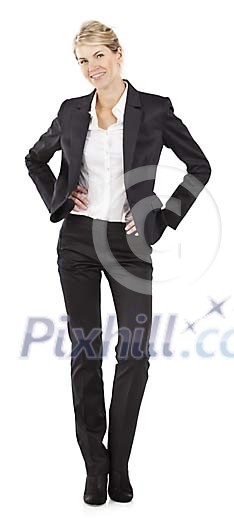 Clipped good looking businesswoman standing