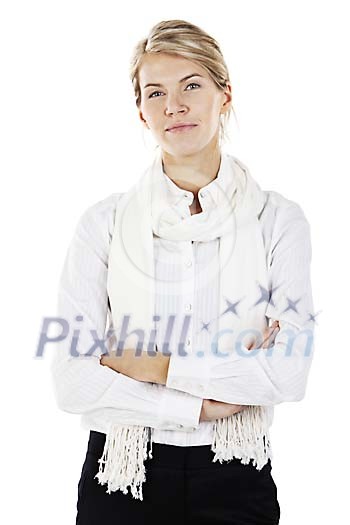 Clipped businesswoman standing