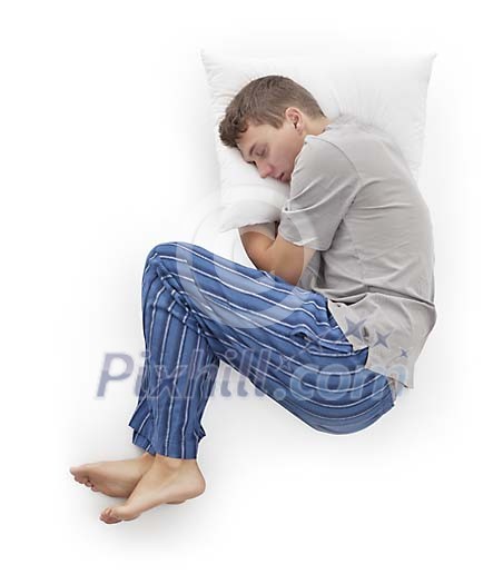 Man sleeping on his side Man sleeping on his side
