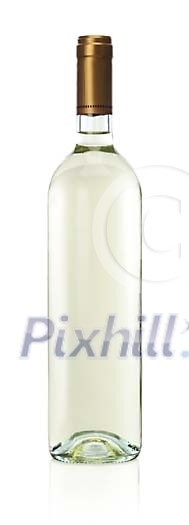 Isolated bottle of white wine