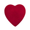 Red heart mad of fabric on a white background