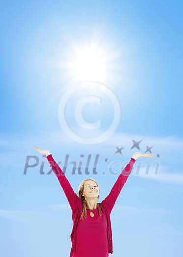 Woman enjoying spring sun