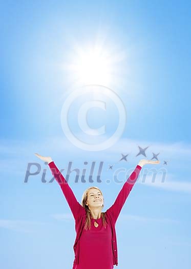 Woman enjoying spring sun Woman enjoying spring sun