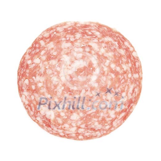 Isolated slice of salami Isolated slice of salami