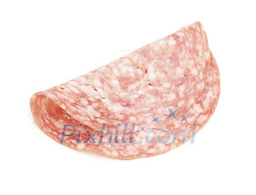 Isolated slice of salami Isolated slice of salami