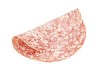 Isolated slice of salami