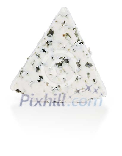 Isolated slice of blue cheese Isolated slice of blue cheese