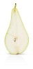Isolated pear cutted half