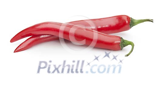 Isolated two red chili peppers Isolated two red chili peppers
