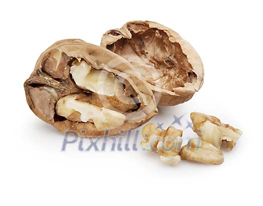 Isolated cracked walnut Isolated cracked walnut