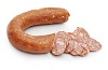 Isolated sausage with slices