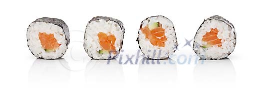 Isolated sushi bites