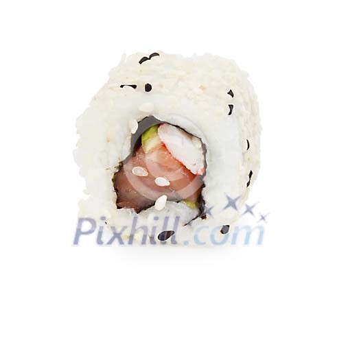 Isolated piece of sushi