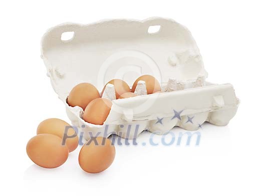 Isolated box of eggs