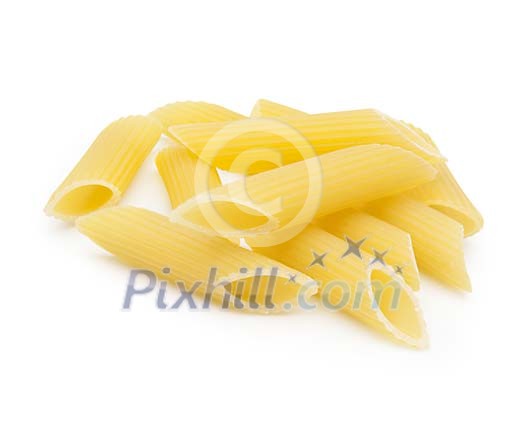 Isolated pile of raw pasta