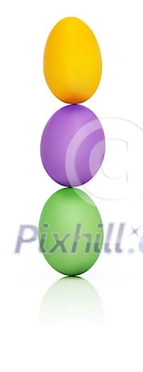 Pile og colourfull eggs with hand made clipping path