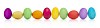 Row of colourfull eggs with hand made clipping path