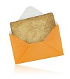 Isolated envelope with a old paper inside