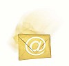 Golden envelope with an at sign