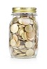 Isolated jar full of coins