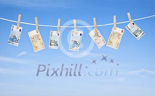 Banknotes hanging fron the washing line