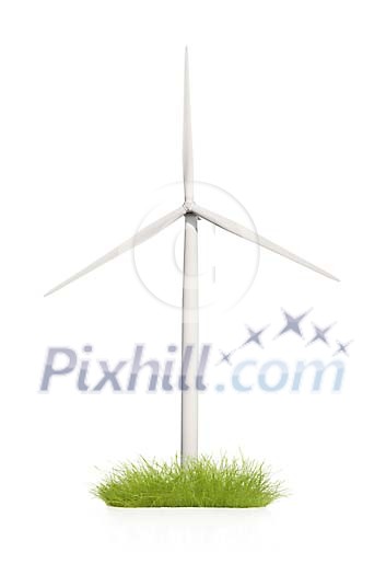 Wind turbine in a grass bush