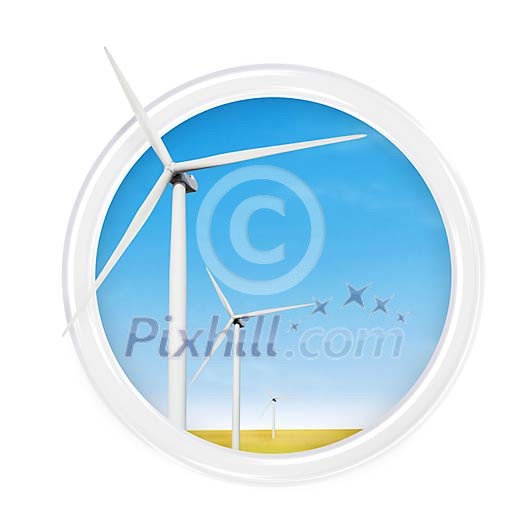 Isolated photorealistic wind turbine icon