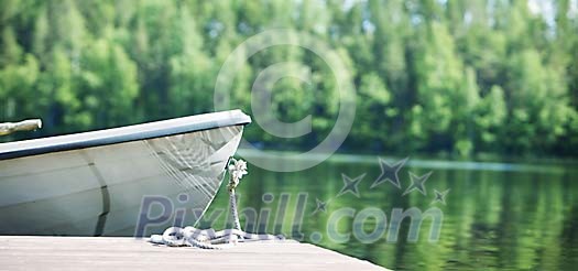 Boat by the pier on a sunny day