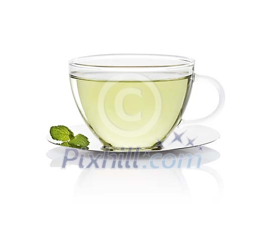 Isolated cup of a fresh peppermint tea