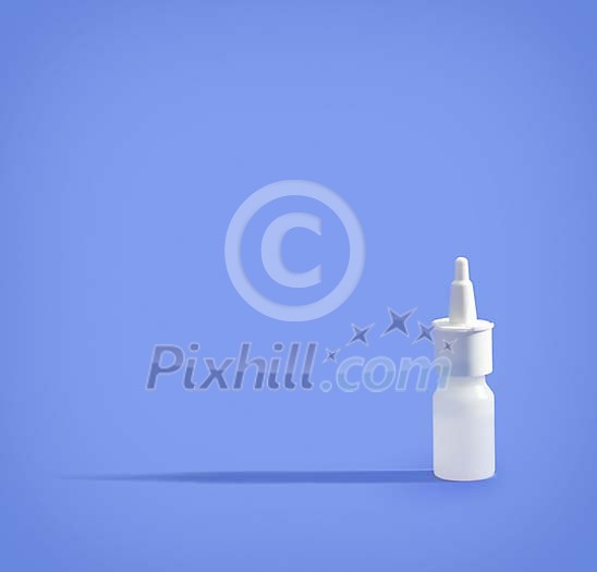 Allergy spray on a blue background