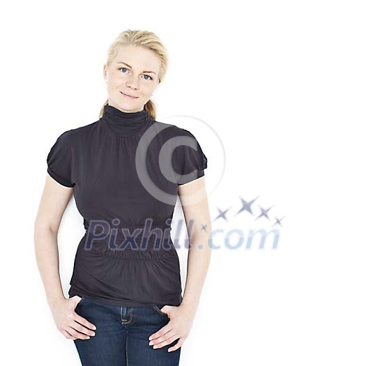 Isolated woman standing Isolated woman standing
