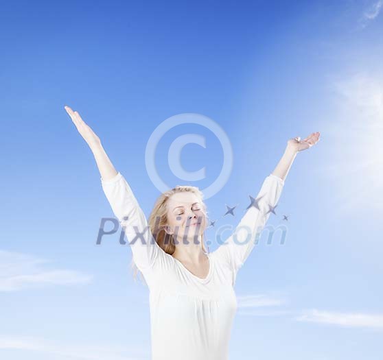 Woman enjoying summer wind Woman enjoying summer wind