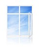 Isolated opened window with a blue sky