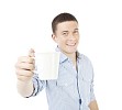 Isolated man raising his coffee cup