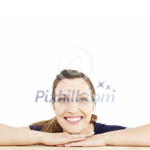 Isolated woman smiling