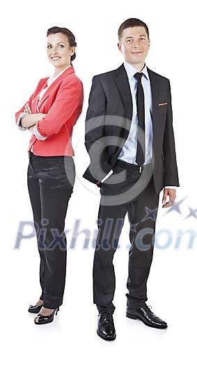 Isolated business people standing