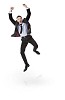 Isolated businessman jumping in the air