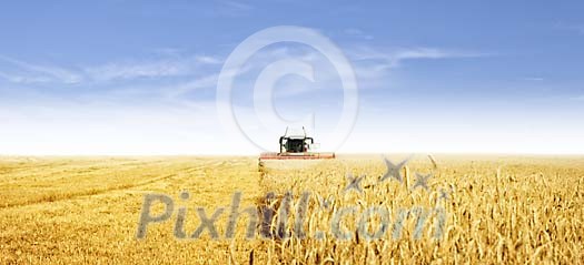 Harvester moving towards camera Harvester moving towards camera