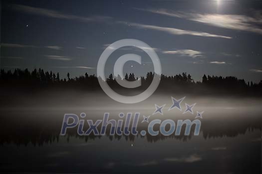 Mist on the night lake Mist on the night lake