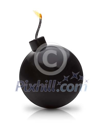 Isolated bomb with string on fire Isolated bomb with string on fire