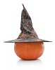 Isolated pumpkin with a witch hat