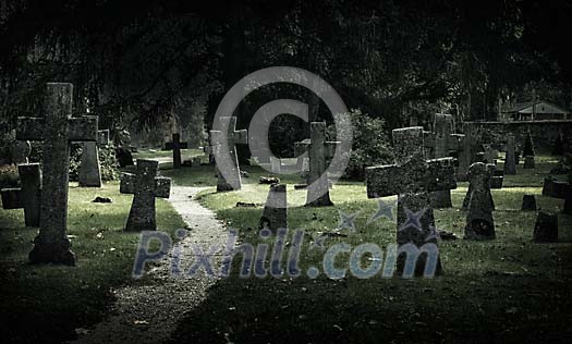 Path in the middle of crosses Path in the middle of crosses