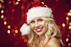 Christmas woman on a red background