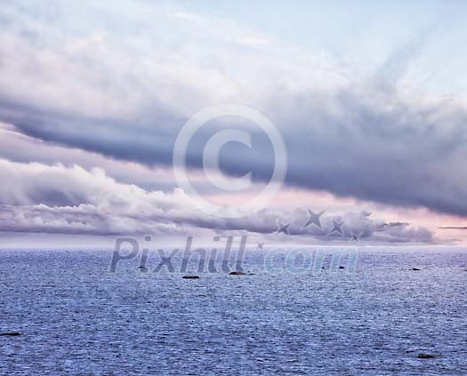 Background of sea and clouds