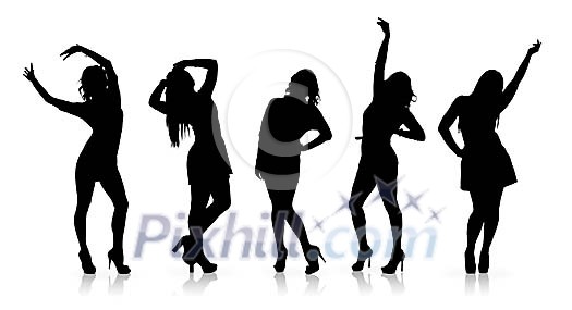 Isolated shadow women dancing