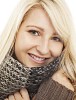 Woman with scarf smiling