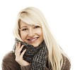 Woman with a scarf smiling